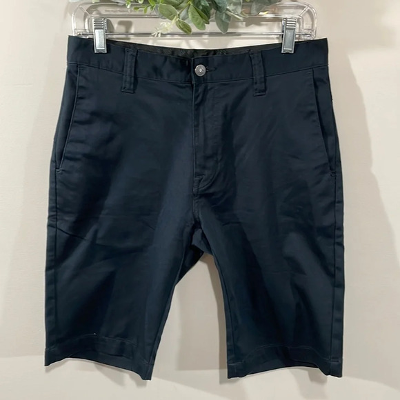 NWOT Volcom Vmonty Stretch Chino Shorts Flat Front Black 28 - Picture 1 of 12